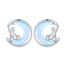 925 Sterling Silver Earrings with Transparent Glass, 13mm x 12mm for Women-3