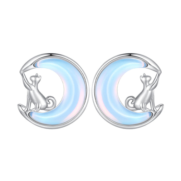 925 Sterling Silver Earrings with Transparent Glass, 13mm x 12mm for Women