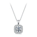 925 Sterling Silver Moissanite 1.4x1.0cm White Gold Plated Necklace 40+5cm for Women-1