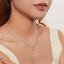 925 Sterling Silver Necklace with Synthetic Opal Pendant, 45cm, Plated White Gold for Women-7