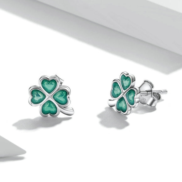 925 Sterling Silver Enamel Plated Platinum Earrings for Women