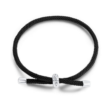 925 Sterling Silver and White Gold Plated Rope Bracelet for Men - 0