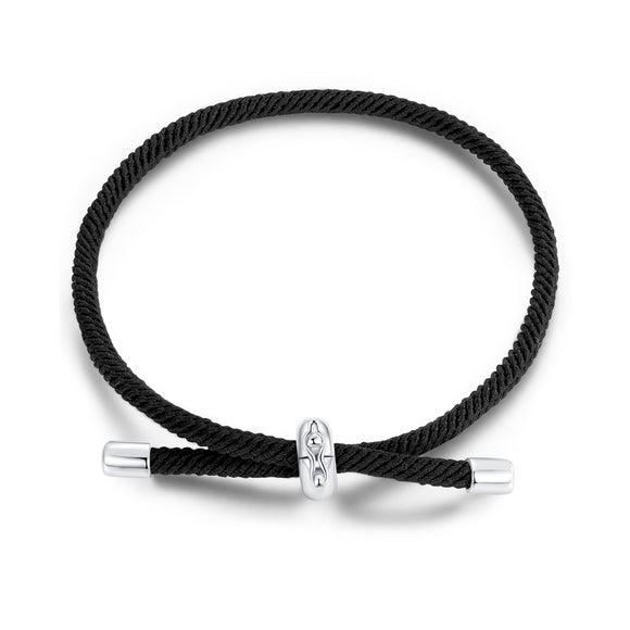 925 Sterling Silver and White Gold Plated Rope Bracelet for Men