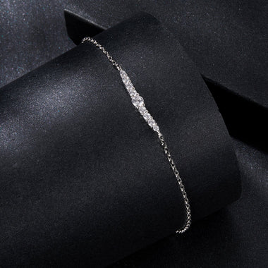 925 Sterling Silver Moissanite Bracelet for Women, Plated White Gold, 15+6cm - 0