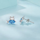925 Sterling Silver 0.8cm White Gold Plated CZ Earrings for Women-4