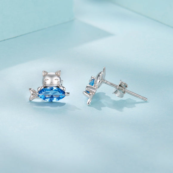 925 Sterling Silver 0.8cm White Gold Plated CZ Earrings for Women