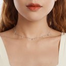 925 Sterling Silver Plated White Gold Pendant Necklace with CZ Charm for Women 38+6cm-7