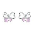 925 Sterling Silver Earrings with Pavé Setting CZ and Transparent Glass for Women-1