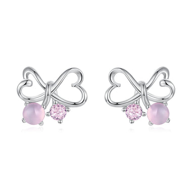 925 Sterling Silver Earrings with Pavé Setting CZ and Transparent Glass for Women