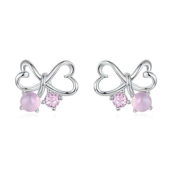 925 Sterling Silver Earrings with Pavé Setting CZ and Transparent Glass for Women
