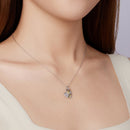 925 Sterling Silver + Plated White Gold + Plated Gold 1.8*1.2cm Necklace for Women-7