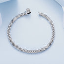 925 Sterling Silver Plated Platinum 17.0 Size Bracelet for Women-4