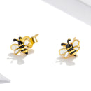 925 Sterling Silver Enamel Plated Gold Earrings-3
