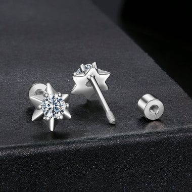 925 Sterling Silver Moissanite 0.10 Carat Earrings for Women - 0