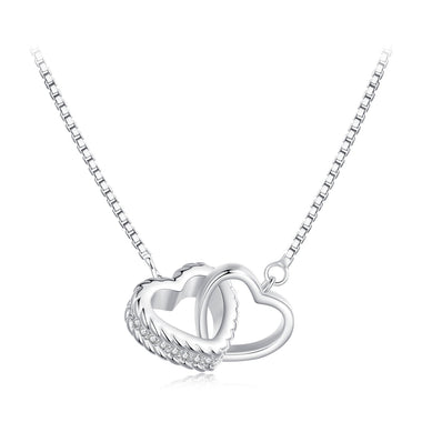 925 Sterling Silver Necklace with CZ in Pavé Setting, Length 400+50mm, Pendant 11*18mm, Unisex - 0