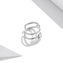 925 Sterling Silver Oxidized Silver Pavé Setting CZ Earrings-5