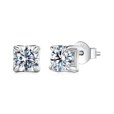 925 Sterling Silver & Moissanite Earrings - White Gold Plated, 0.5ct, Style S for Women - 0