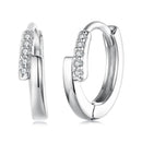925 Sterling Silver Earrings with Pavé Setting CZ in White Gold for Women-1