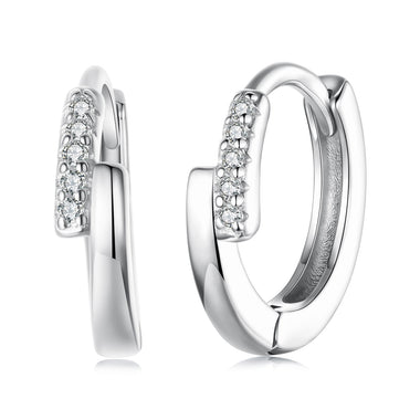 925 Sterling Silver Earrings with Pavé Setting CZ in White Gold for Women