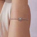 925 Sterling Silver Adjustable Bracelet with Pavé Setting CZ and White Gold Plating for Women-5