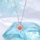 925 Sterling Silver Necklace with Natural Golden Sunstone, 40+5cm, Plated White Gold for Women-2