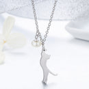 925 Sterling Silver 0.6 Carat Pearl Necklace for Women-3