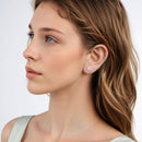 925 Sterling Silver Earrings with Pavé Setting CZ and White Gold Plating, 0.8cm for Women-7