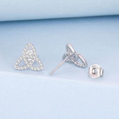 925 Sterling Silver White Gold Plated Pavé CZ Earrings - 0