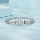 925 Sterling Silver and Platinum Plated 17.0 cm Pavé Setting CZ Bracelet for Women-4