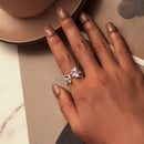 925 Sterling Silver Ring with Pavé Setting CZ, White Gold Plated, 1.7mm Width, for Women-5