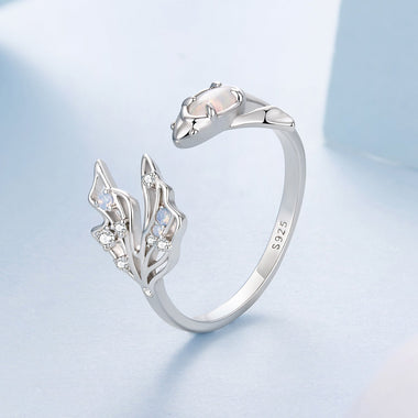 925 Sterling Silver White Gold Plated Nano Opal Ring with CZ for Women - 0