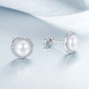 925 Sterling Silver Freshwater Pearl Earrings with CZ for Women-5