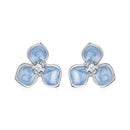 925 Sterling Silver Enamel White Gold Plated CZ Earrings-1
