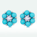 925 Sterling Silver Turquoise Pavé Setting CZ Earrings for Women-5