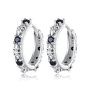 S925 Oxidized Silver Pavé CZ Earrings Size 14*2.5mm for Women-4
