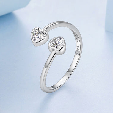 925 Sterling Silver Heart Shaped 0.17cm CZ Ring for Women - 0