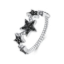 925 Sterling Silver Oxidized Rings with Pavé Setting CZ, Size 6.0 for Women-3