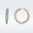 925 Sterling Silver Plated Rose Gold Pavé Setting CZ Earrings-4