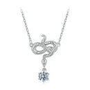 925 Sterling Silver Moissanite 0.50 Carat Necklace with CZ Pavé Setting in White Gold, 40+5cm for Women-1