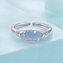 925 Sterling Silver & White Gold Luminous Stone Ring for Women-5