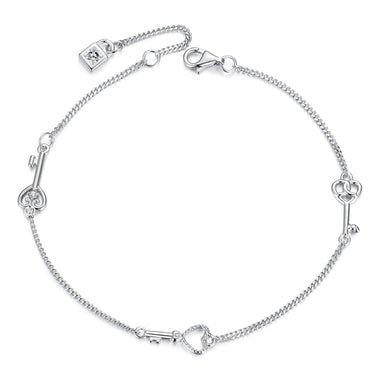 925 Sterling Silver White Gold Plated 21cm Pavé CZ Bracelet for Women