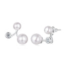 925 Sterling Silver Earrings with CZ and Synthetic Pearl, 1.7cm, White Gold Plated for Women-1