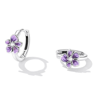 925 Sterling Silver Enamel Earrings with CZ - 1.2x0.7cm, Oxidized Finish for Women - 0