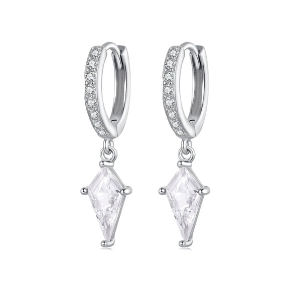 925 Sterling Silver White Gold Plated Earrings with CZ for Women