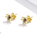 925 Sterling Silver Enamel Plated Gold Earrings-5