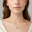 925 Sterling Silver Necklace with Gold Plating, 40+5cm, Featuring Synthetic Pearl & CZ for Women-5
