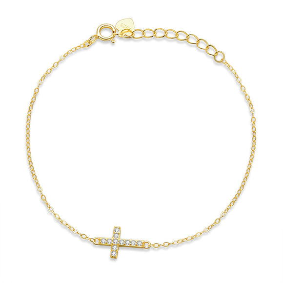 925 Sterling Silver Bracelet with Pavé Setting CZ, 155+25mm for Women