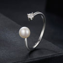 925 Sterling Silver Moissanite Quality Shell Pearl Ring for Women - Size E-5