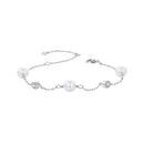 925 Sterling Silver 3mm Moissanite & Shell Pearl Bracelet for Women-1