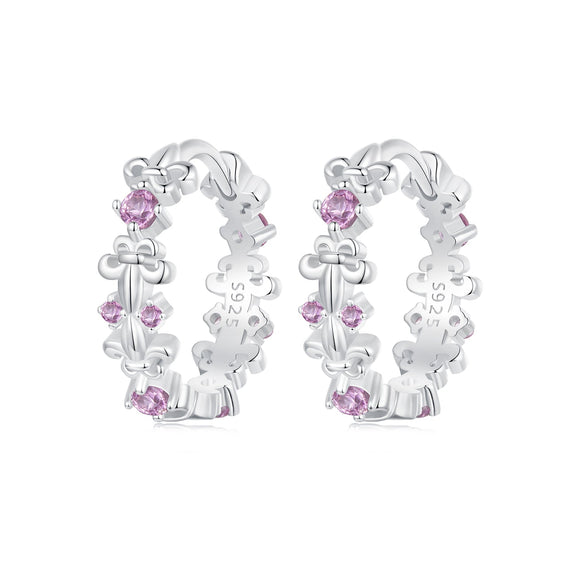 925 Sterling Silver Pavé CZ White Gold Plated Earrings for Women
